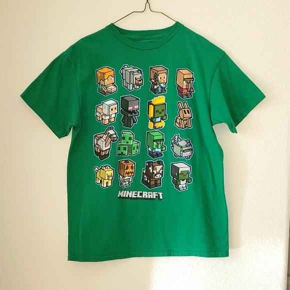 MINECRAFT boys graphic T-shirt, Medium, Green, EUC - Picture 2 of 4